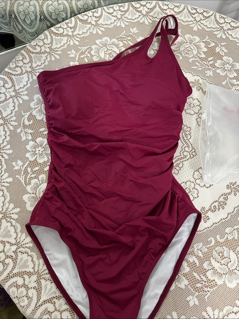 Plum One-Shoulder Swim Top